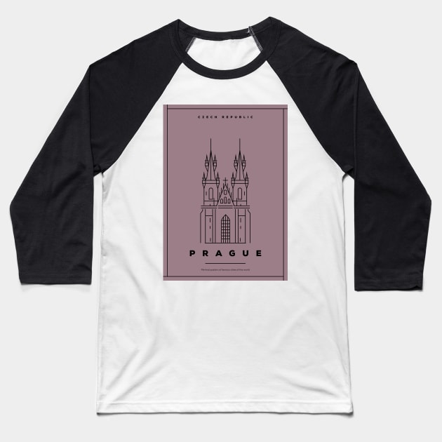 Prague Minimal Poster Baseball T-Shirt by kursatunsal